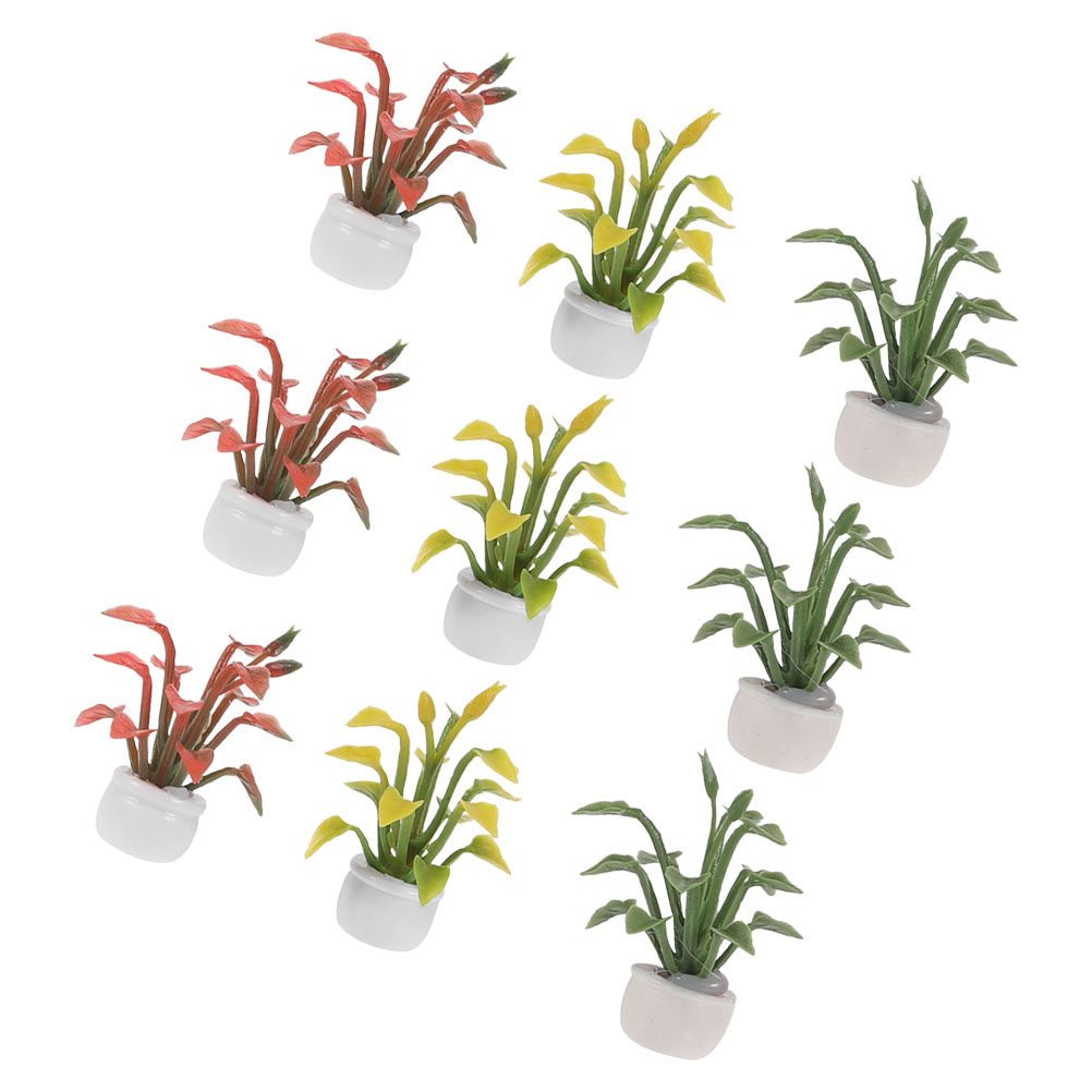 Bonsai Garden For Desk - 9-delige miniatuur potplant van hars, kunstmatige