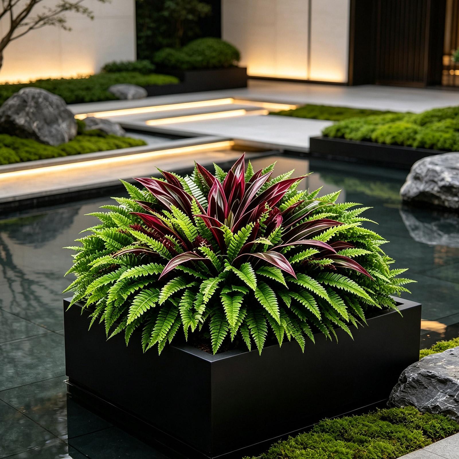 Kunstmatige varens en dracaena - Bonsai Garden Cafe recensie en prijs